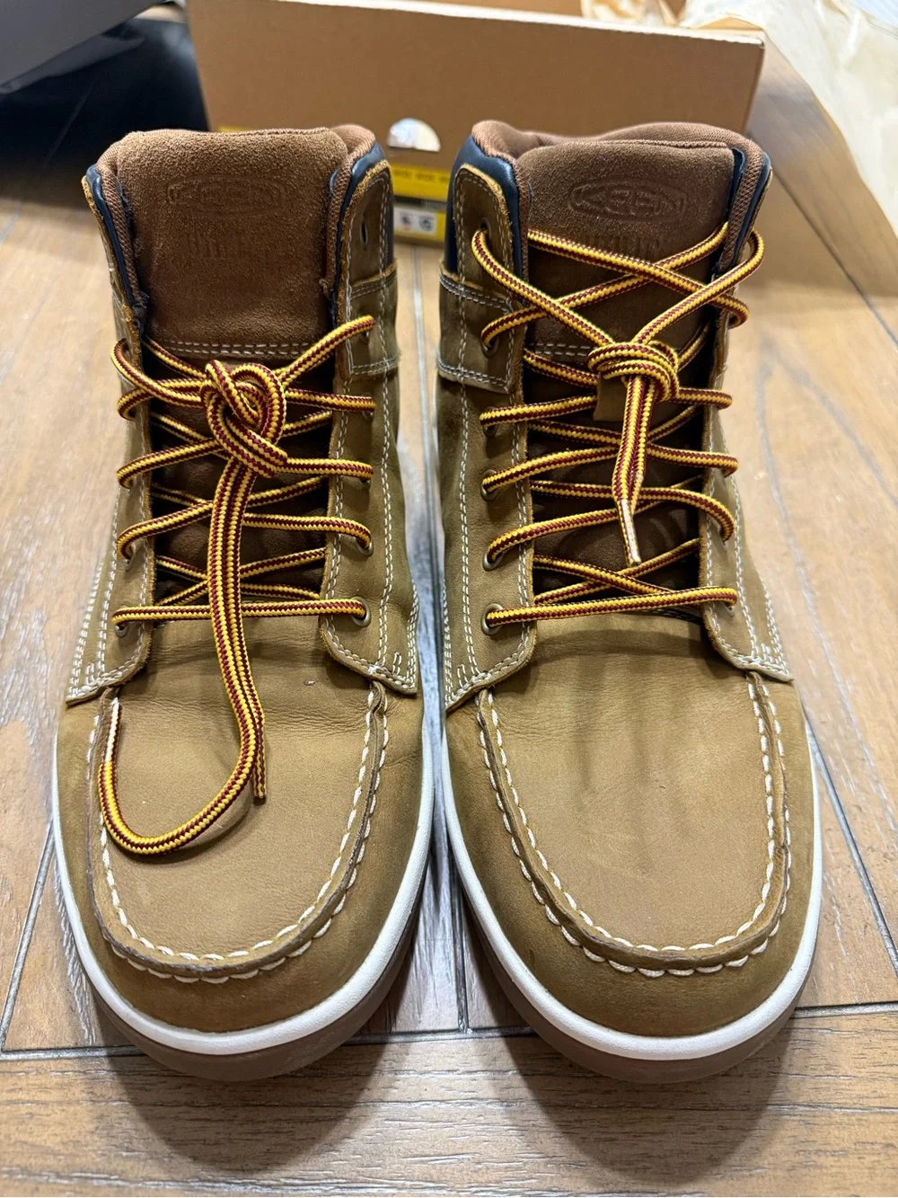 KEEN Men's Brown Leather Moc Toe Work Boots